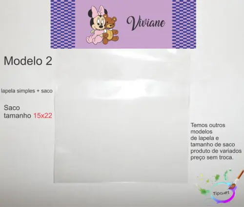 Lapela(simples) e Saco 15x22-mickey Baby