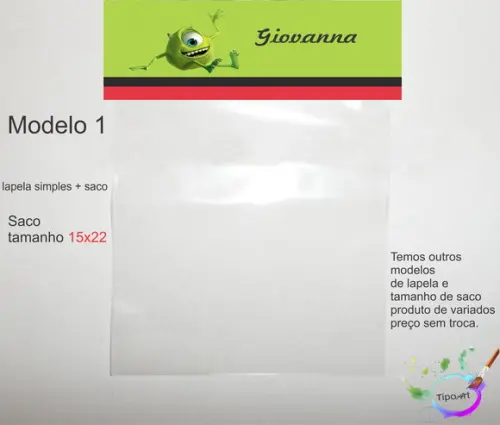 Lapela(simples) e Saco 15x22-mike Wazowski