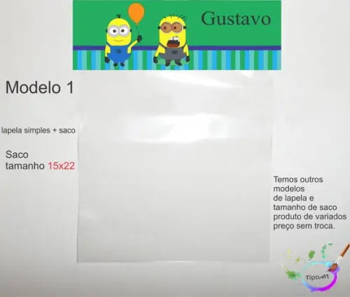 Lapela(simples) e Saco 15x22-minions