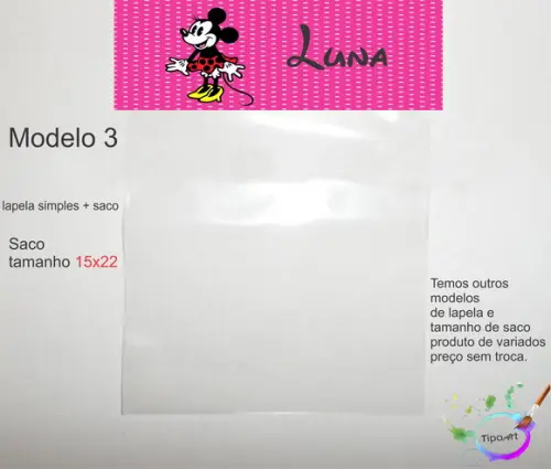 Lapela(simples) e Saco 15x22-minnie
