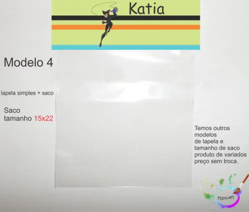 Lapela(simples) e Saco 15x22-mulher Gato