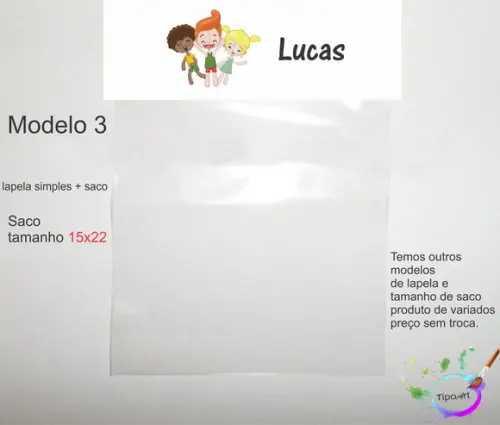 Lapela(simples) e Saco 15x22-mundo Bita