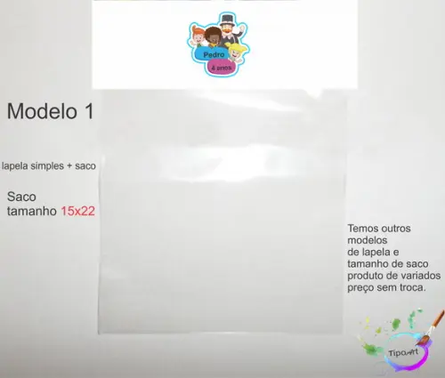 Lapela(simples) e Saco 15x22-mundo Bita