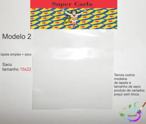 Lapela(simples) e Saco 15x22-mulher Maravilha