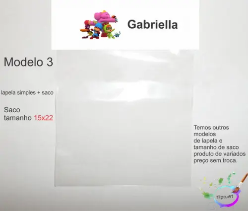 Lapela(simples) e Saco 15x22-pocoyo