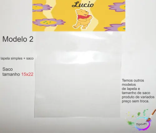 Lapela(simples) e Saco 15x22-pooh