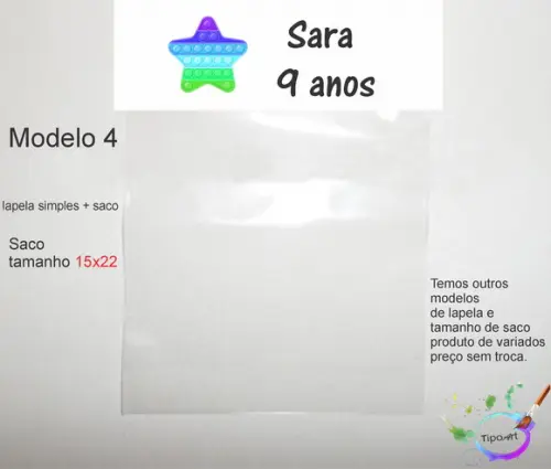 Lapela(simples) e Saco 15x22-pop Fidget