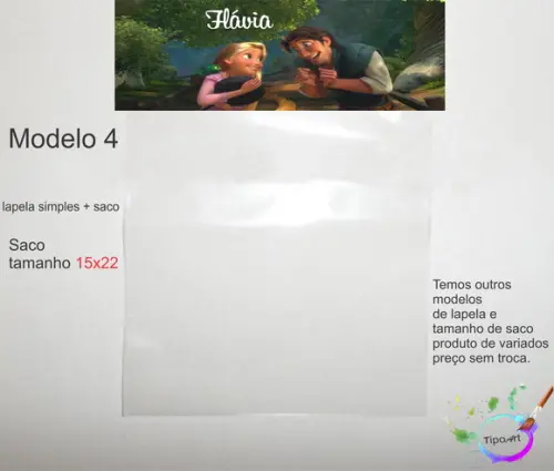Lapela(simples) e Saco 15x22-rapunzel