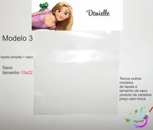 Lapela(simples) e Saco 15x22-rapunzel