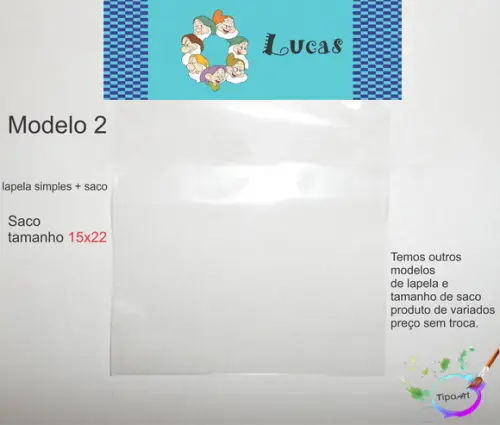 Lapela(simples) e Saco 15x22-sete Anões