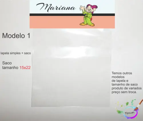 Lapela(simples) e Saco 15x22-sete Anões
