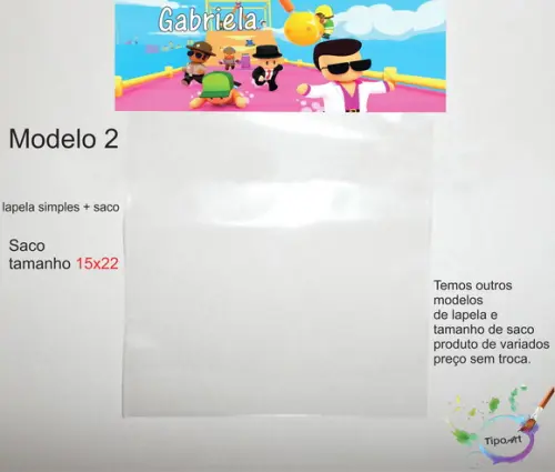 Lapela(simples) e Saco 15x22-stumble Guys