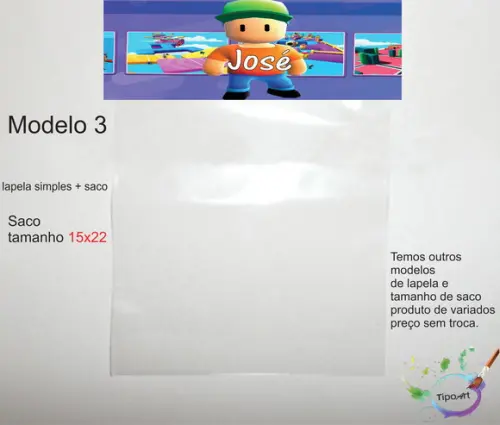 Lapela(simples) e Saco 15x22-stumble Guys