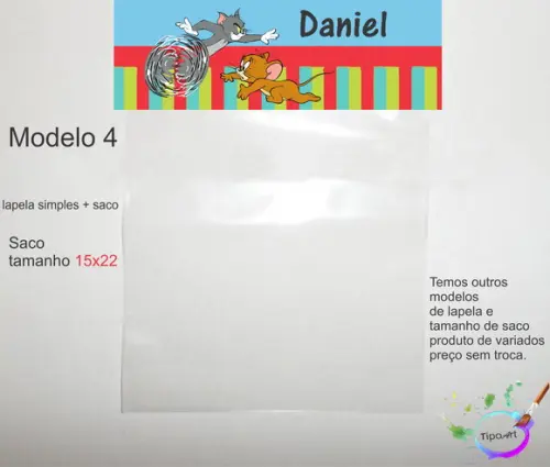 Lapela(simples) e Saco 15x22-tom e Jerry