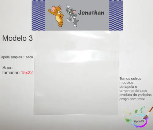 Lapela(simples) e Saco 15x22-tom e Jerry