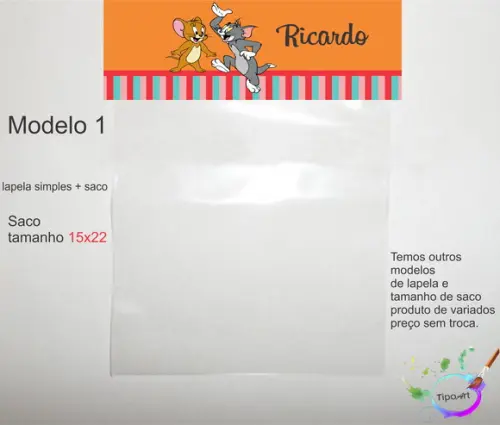 Lapela(simples) e Saco 15x22-tom e Jerry