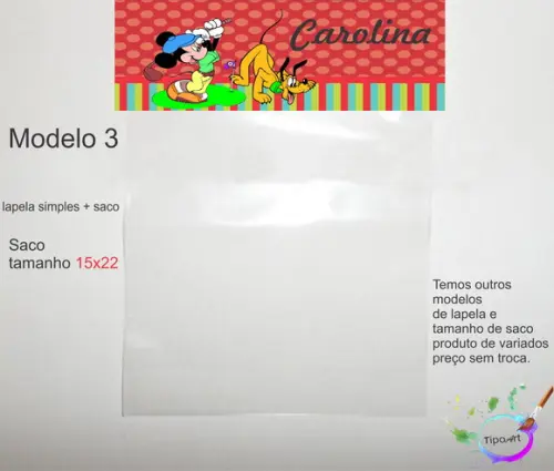 Lapela(simples) e Saco 15x22-turma do Mickey