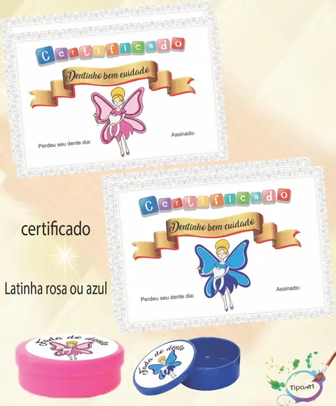 Latinha e certificado fada do dente