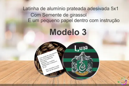 Latinha Semente Girassol-brasões Hogwarts