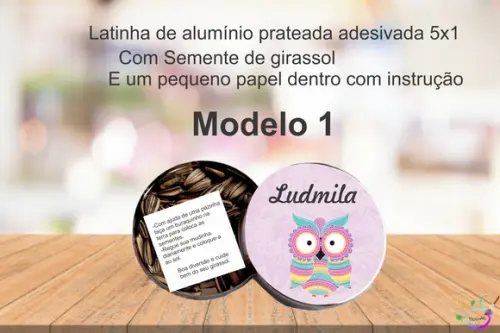 Latinha Semente Girassol-coruja