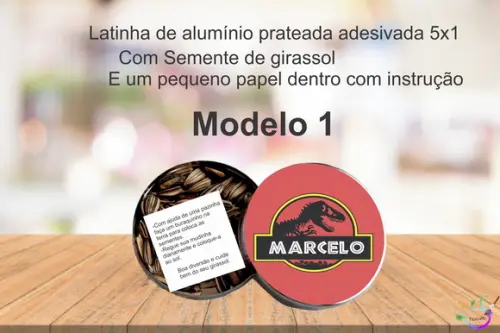Latinha Semente Girassol-dinossauros