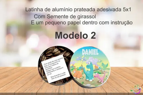 Latinha Semente Girassol-dinossauros