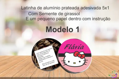 Latinha Semente Girassol-hello Kitty