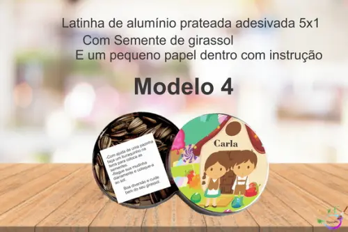Latinha Semente Girassol-joão e Maria
