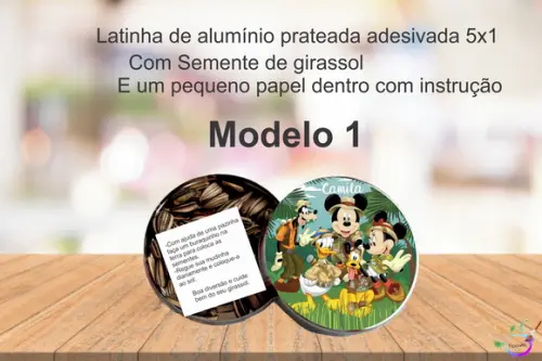 Latinha Semente Girassol-mickey Safari