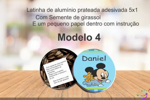 Latinha Semente Girassol-mickey Baby