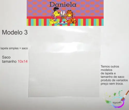 Lapela(simples) e Saco 10x14-garfield