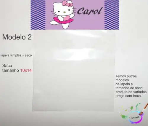 Lapela(simples) e Saco 10x14-hello Kitty