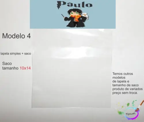 Lapela(simples) e Saco 10x14-harry Potter-modelo 1