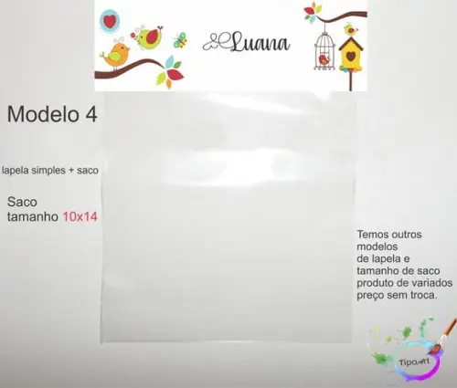 Lapela(simples) e Saco 10x14-jardim Encantado