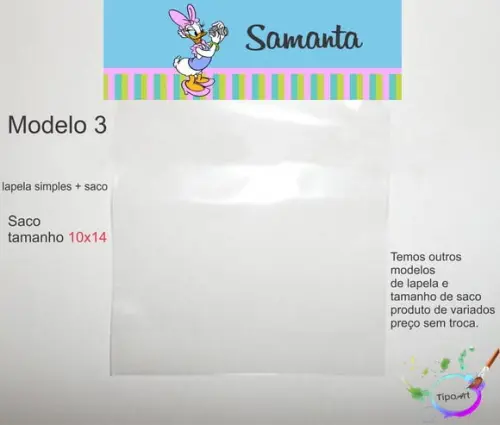 Lapela(simples) e Saco 10x14-margarida
