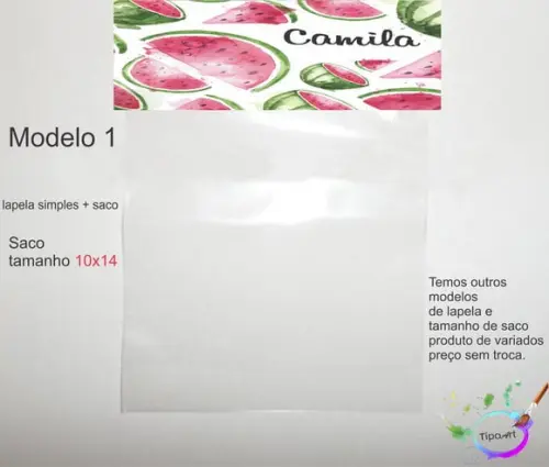 Lapela(simples) e Saco 10x14-melancia