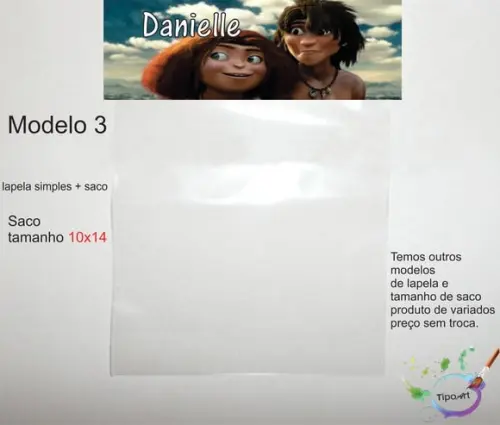 Lapela(simples) e Saco 10x14-os Croods
