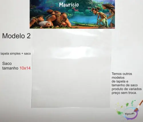 Lapela(simples) e Saco 10x14-os Croods