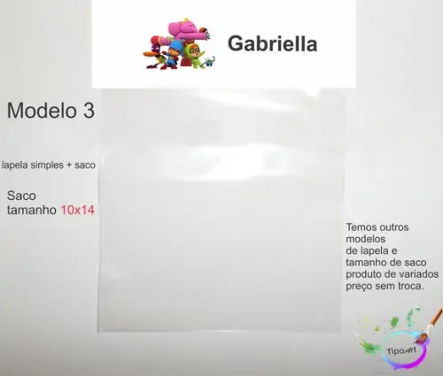 Lapela(simples) e Saco 10x14-pocoyo
