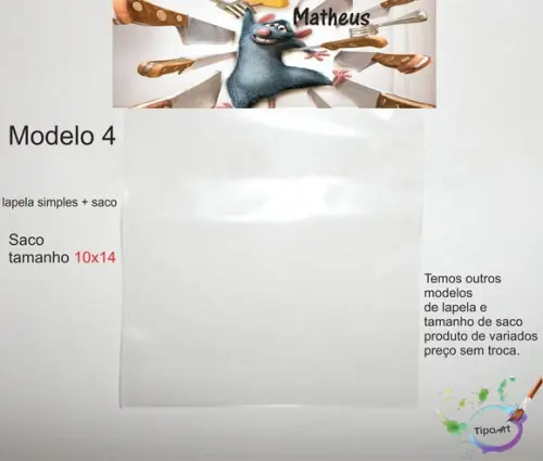 Lapela(simples) e Saco 10x14-ratatouille