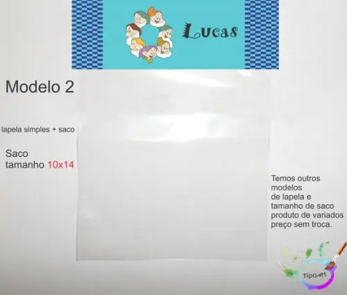 Lapela(simples) e Saco 10x14-sete Anões