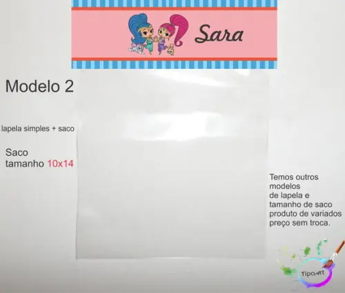 Lapela(simples) e Saco 10x14-shimmer Shine