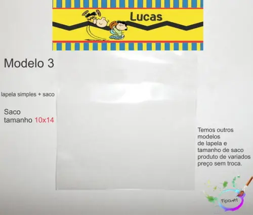 Lapela(simples) e Saco 10x14-snoopy