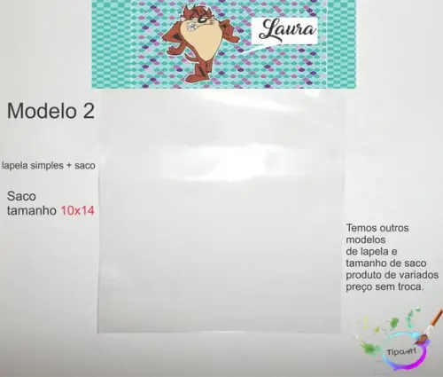 Lapela(simples) e Saco 10x14-taz Mania