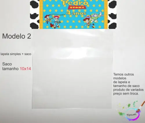 Lapela(simples) e Saco 10x14-toy Story