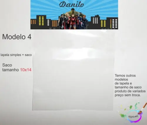 Lapela(simples) e Saco 10x14-vingadores