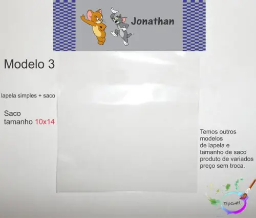 Lapela(simples) e Saco 10x14-tom e Jerry