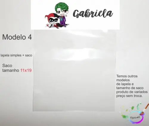 Lapela(simples) e Saco 11x19-arlequina