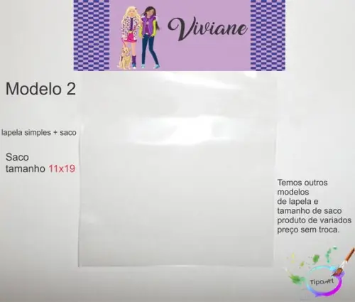 Lapela(simples) e Saco 11x19-barbie