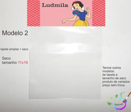 Lapela(simples) e Saco 11x19-branca de Neve
